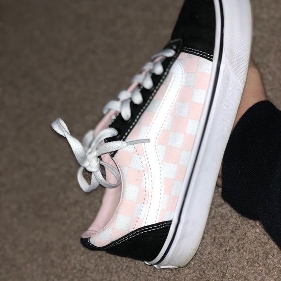 Black and pink/white checkerboard old skool Vans - Picture 3 of 7